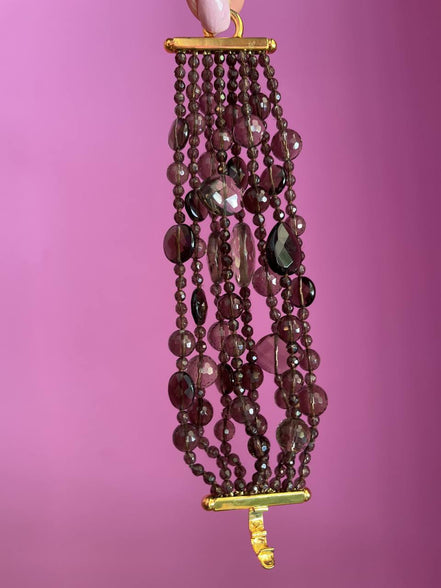 MAGNIFICO  Bracciale multifili - 8 file - topazio fumè