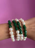Bracciale multifili - 4 fili - giada verde e perle coltivate bianche