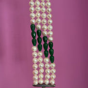 Bracciale multifili - 4 fili - giada verde e perle coltivate bianche