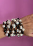 MAGNIFICO  Bracciale Multifili - 9 file - perle bianche coltivate, spinello nero precious cut e onice
