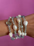 Bracciale multifili - 5 file - topazio azzurro e perle coltivate bianche