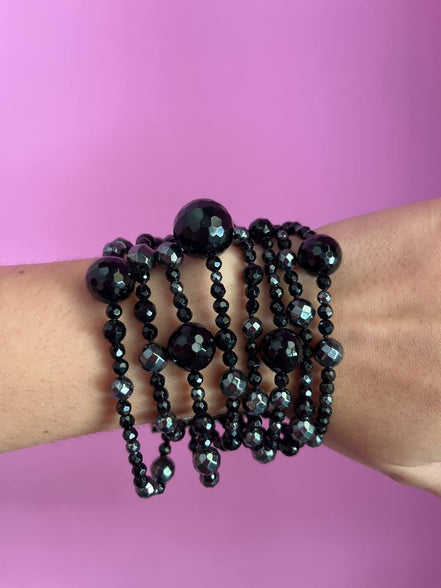 MAGNIFICO Bracciale multifili - 8 file - onice e ematite