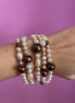 MAGNIFICO Bracciale multifili - 5 file - perle brown e rosa semiround e barocche