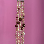 MAGNIFICO Bracciale multifili - 5 file - perle brown e rosa semiround e barocche