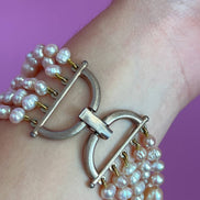 MAGNIFICO   Bracciale multifili - 5 file - ametista e perle semiround e barocche