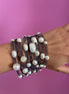 MAGNIFICO Bracciale multifili - 10 file - iolite e perle coltivate bianche