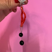 MEDITERRANEA Orecchini Couture - corallo rosso e onice