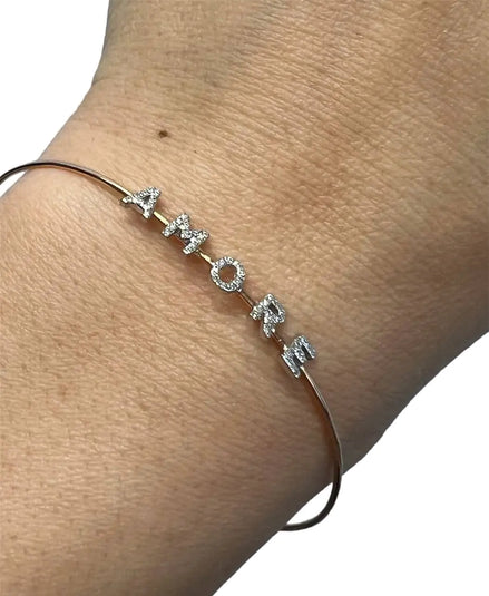 Bracciale  AMORE rigido personalizzabile oro 18 kt con diamanti