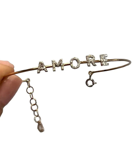 Bracciale rigido oro 18 kt con diamanti con iniziale personalizzabile