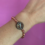 Braccialetto  Bisette ematite oro rosa con quarzo grigio