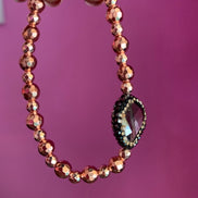 Braccialetto  Bisette ematite oro rosa con quarzo grigio