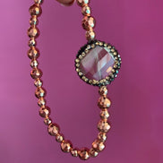 Braccialetto  Bisette ematite oro rosa con quarzo grigio
