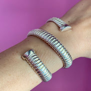 Bracciale TUBOGAS triplo argento 925 placcatura naturale