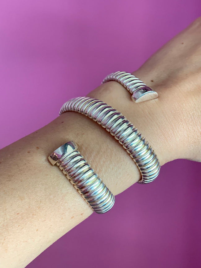 Bracciale TUBOGAS triplo argento 925 placcatura naturale