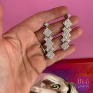 Orecchini  losanghe argento 925 con zirconi