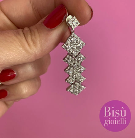 Orecchini  losanghe argento 925 con zirconi